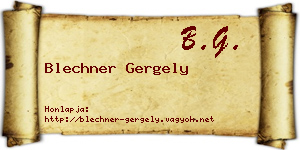 Blechner Gergely névjegykártya